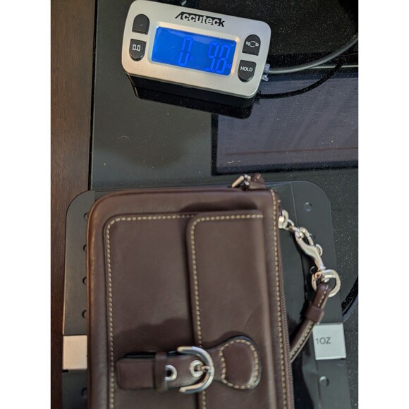 Coach Leather Wristlet Corner Zip Handbag English Saddle Brown Front Pocket - Picture 13 of 13